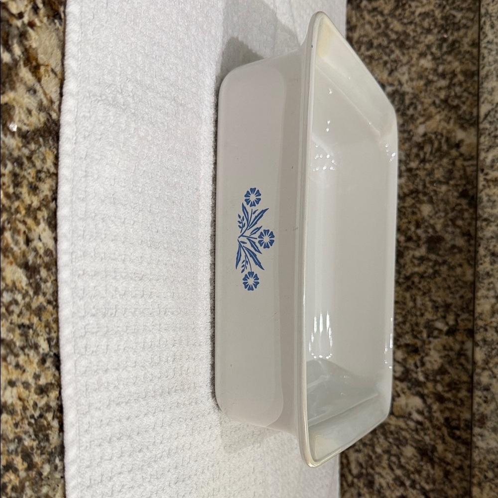 Corningware White Dish with Blue Accents